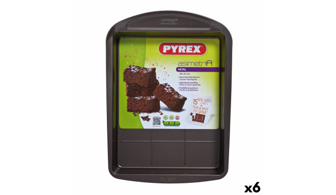Rectangular Mould Pyrex Asimetria Black Metal 28 x 22 cm Rectangular (6 Units)
