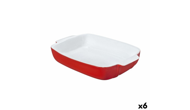 Krāsns Trauks Pyrex Signature Balts Sarkans Keramika Taisnstūra 29 x 19 x 7 cm (6 gb.)