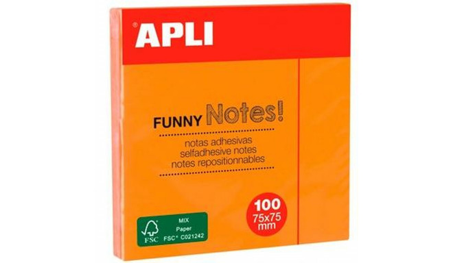 Sticky Notes Apli Orange 7,5 x 7,5 cm (12 Units)