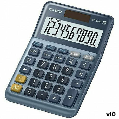 Kalkulaator Casio MS-100EM Sinine (10 Ühikut)