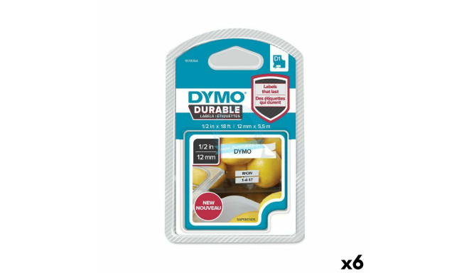 Thermal transfer ribbon Dymo White Black 12 x 5,5 mm (6 Units)