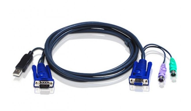 ATEN KVM cable CS-82A/84A/138A/88A, USB on PS/2, 2m