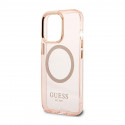 Guess Gold Outline Translucent MagSafe - Case for iPhone 13 Pro (Pink)