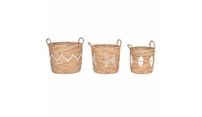 Basket set DKD Home Decor White Natural Rope Seagrass Boho 46 x 46 x 48 cm