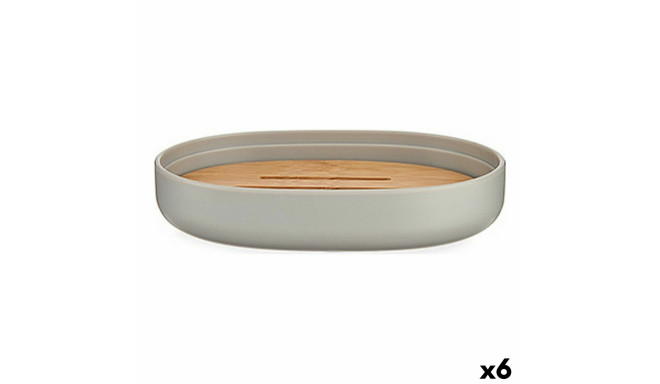 Soap dish Grey Brown Bamboo polypropylene 9,5 x 2,5 x 13 cm (6 Units)