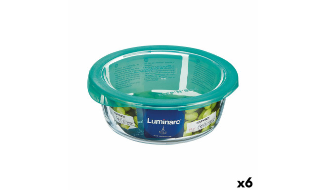 Apaļa Pusdienu Kastīte ar Vāku Luminarc Keep'n Lagon 920 ml 15,6 x 6,6 cm Tirkīzs Stikls (6 gb.)