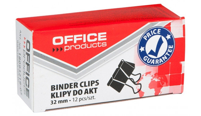 Paberiklamber 32mm, 12tk/pk, must, Office Products