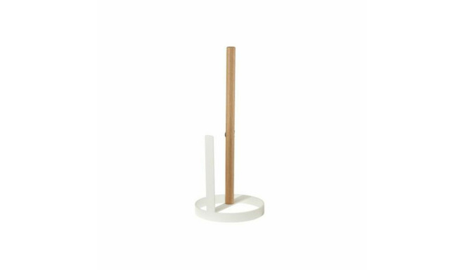 Kitchen Paper holder DKD Home Decor 13 x 13 x 31,5 cm Natural Metal White Pinewood