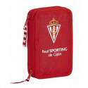 Double Pencil Case Real Sporting de Gijón Red (28 pcs)