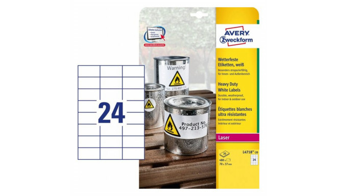 Клейкие этикетки Avery 20 Листья Белый 70 x 37 mm