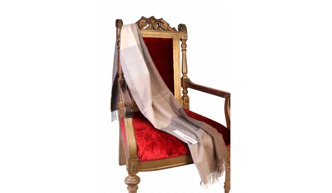 SOKISAHTEL Alpakavillane beeži-halli ruuduline väike pleed 425