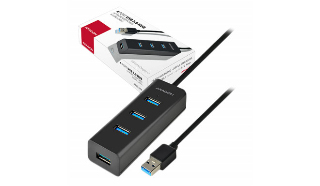 AXAGON HUE-S2BL 4x USB3.0 Charging Hub 1.2m Cable, MicroUSB Charging