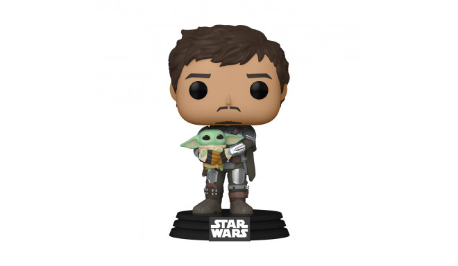 FUNKO POP! Vinyl: Фигурка Star Wars: Mandalorian Holding Child, 12 cm