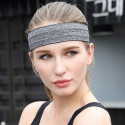 Gray fabric elastic headband for running fitness