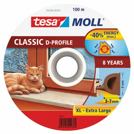 Rubber sealing tape TESA, brown, for gaps 3-7 mm, 0.009 x 1 m