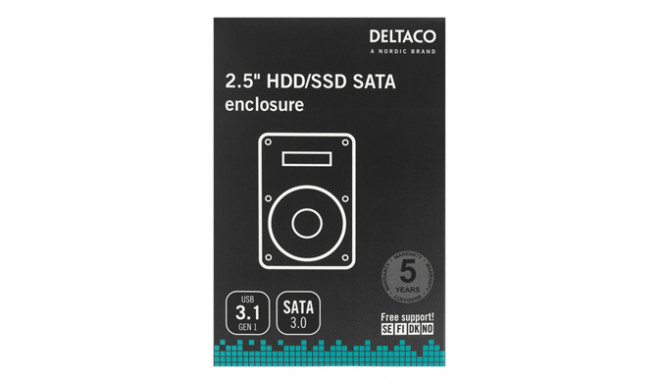  2.5 "External HDD / SSD Cabinet, USB 3.1 Gen 1, SATA 3.0, UASP, Black DELTACO / MAP-K104