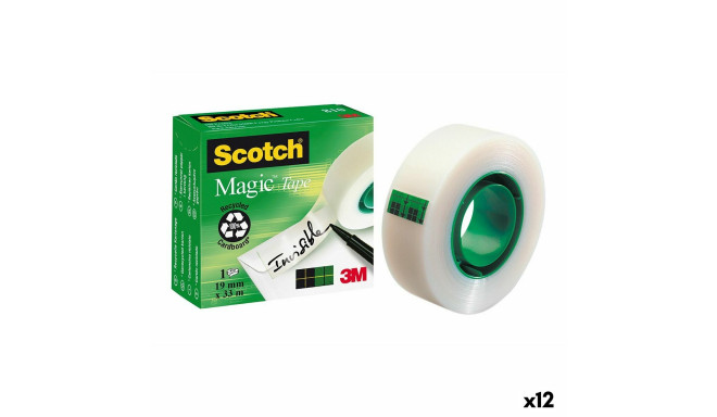 Клейкая лента Scotch Magic Прозрачный Белый 19 mm x 33 m (12 штук)