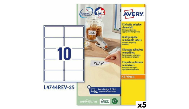 Этикетки для принтера Avery L4744REV Белый 25 Листья 96 x 50,8 mm (5 штук)