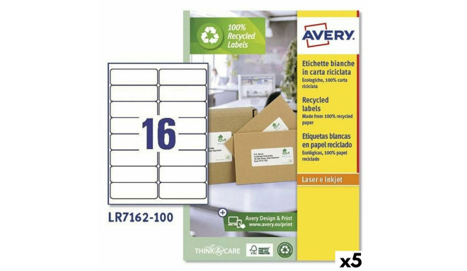 Printer Labels Avery LR7162 White 100 Sheets 99,1 x 33,9 mm (5 Units)