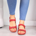 Red Velcro leather sandals W Helios 205 (38)