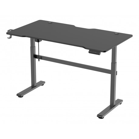 Height adjustable gaming desk DELTACO GAMING DT410 cable management, cup & headset holder, black / G