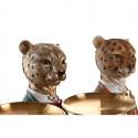 Decorative Figure DKD Home Decor 17,5 x 11 x 23,5 cm Blue Golden Brown Leopard Colonial (2 Units)