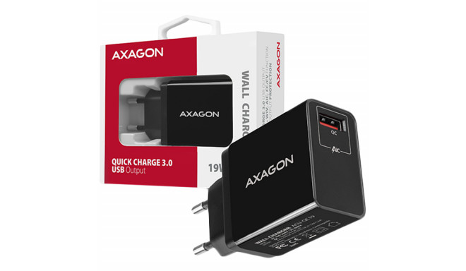 AXAGON ACU-QC19 wall charger 1x QC3.0/AFC/FCP/SMART, 19W, black