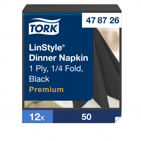 Õhtusöögisalvrätikud Tork LinStyle 4F must, 39 x 39 cm, 50 tk 478726