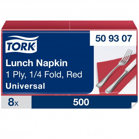 Lõunasöögisalvrätik Tork, 1-kihiline, punane, 500tk 509307