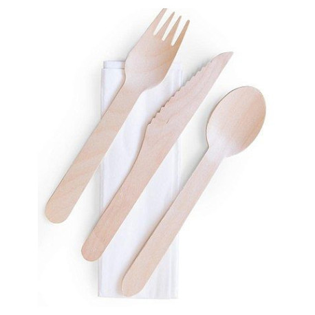 Söögiriistade komplekt, puidust (teelusikas, kahvel, nuga)