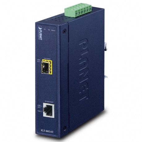 IP30 Industrial 10/100/1000T to 100/1000X SFP Gigabit Media Converter (-40 to 75 degree C, dual 12~4