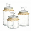 3 Tubs DKD Home Decor 11 x 11 x 22 cm Crystal Natural Transparent