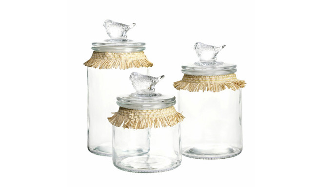 3 Tubs DKD Home Decor 11 x 11 x 22 cm Crystal Natural Transparent