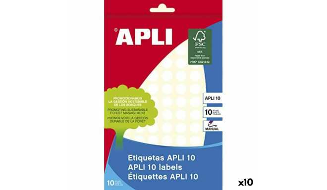 Adhesive labels Apli White 10 Sheets Ø 1 cm (10 Units)