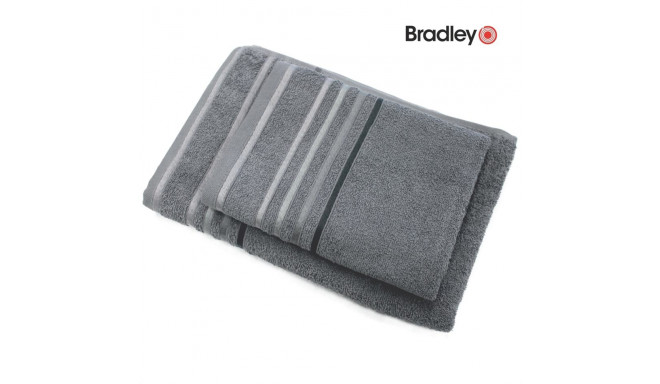 Bradley Полотенце фроте, 70 x 140 см, с полосатой каймой, серое