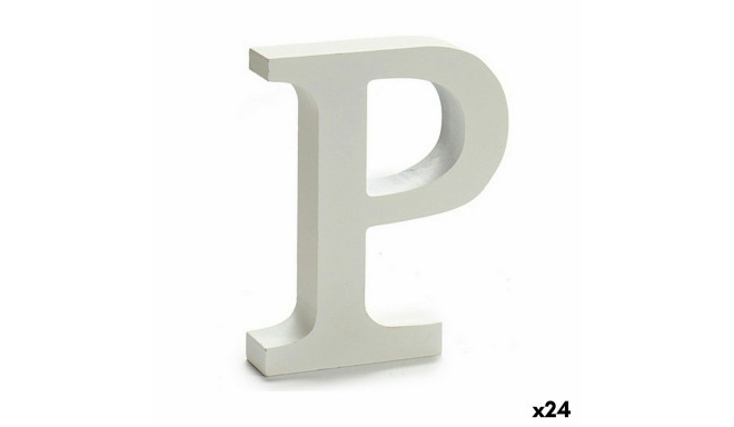 Letter P Wood White (2 x 16 x 14,5 cm) (24 Units)