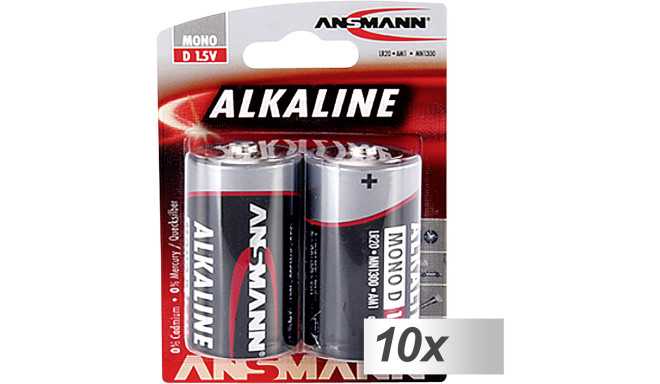 10x2 Ansmann Alkaline Mono D LR 20 red-Line