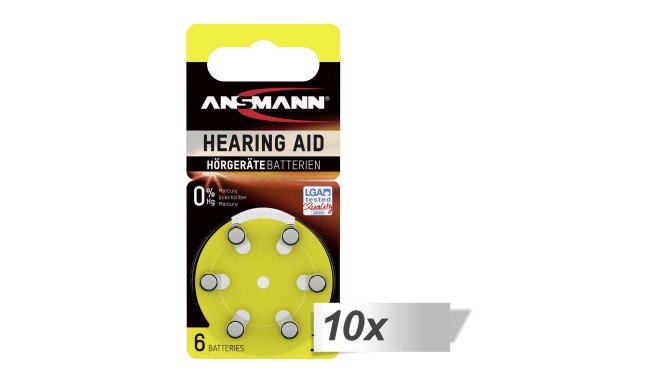 Ansmann battery Zinc-Air 10 (PR70) Hearing Aid 10x6pcs