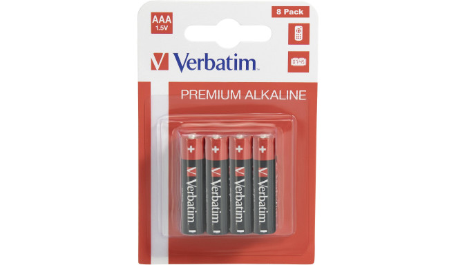 1x8 Verbatim Alkaline battery Micro AAA LR 03            49502