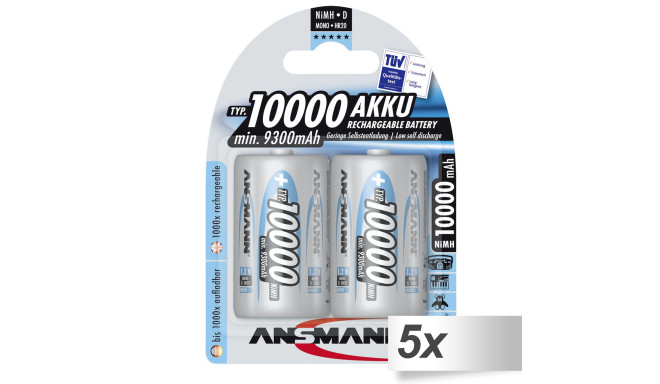 5x2 Ansmann NiMH bat. 10000 Mono D 9300 mAh          5030642