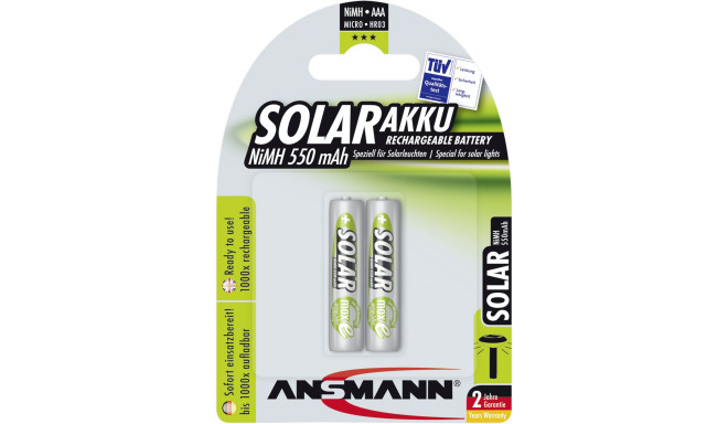Ansmann rechargeable battery maxE NiMH Micro AAA 550mAh Solar 1x2pcs