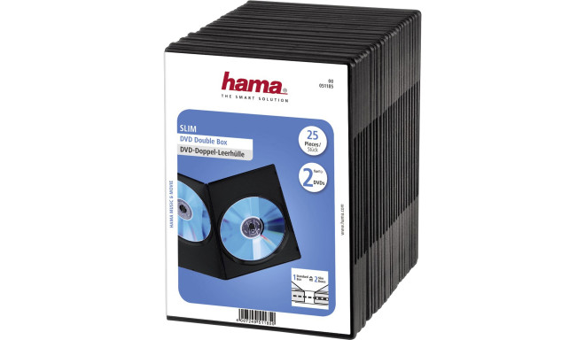 Hama Slim DVD Double Jewel Case pack of 25, black          51185