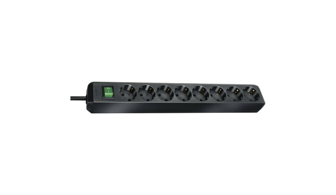 Brennenstuhl ECO-Line 8 fold black 3m + switch