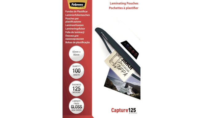 Fellowes Glossy 125 Micron Card Laminating Pouch - 65x95 mm