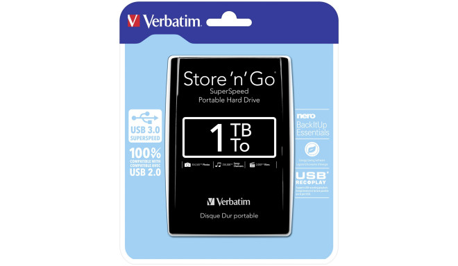 Verbatim Store n Go 2,5      1TB USB 3.0 black              53023