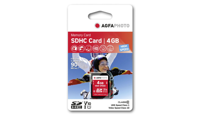 AgfaPhoto mälukaart SDHC 4GB High Speed Class 10 UHS I U1 V10