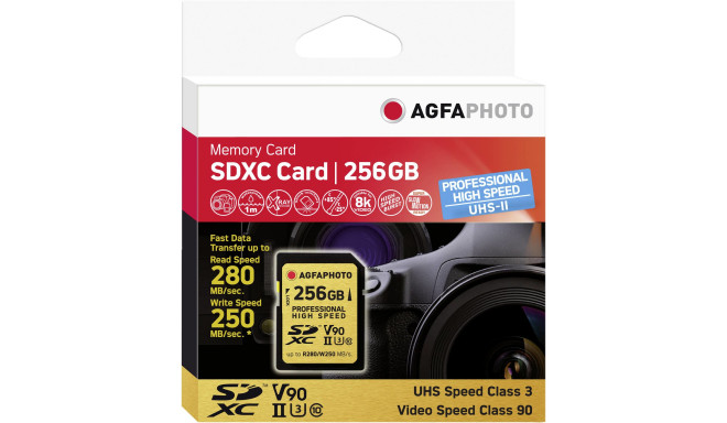 AgfaPhoto memory card SDXC 256GB UHS II Professional High Speed U3 V90