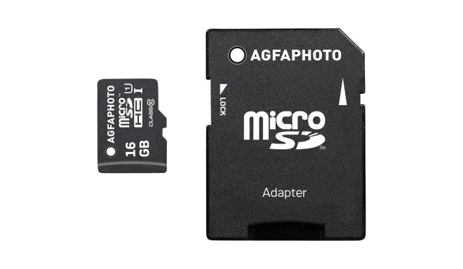 AgfaPhoto mälukaart microSDHC 16GB UHS-I High Speed Class 10 U1 + adapter