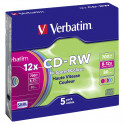 Verbatim CD-RW 80 700MB 10x Slim Colour 5tk