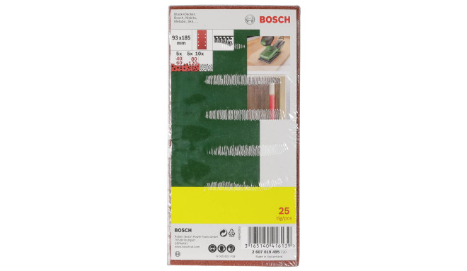 Bosch 25 Sanding Pads 93x185 8 holes  Grit 40-120